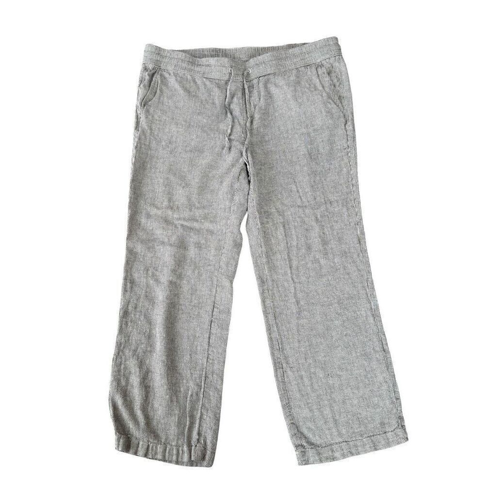 Ann Taylor striped linen blend cropped pants size L